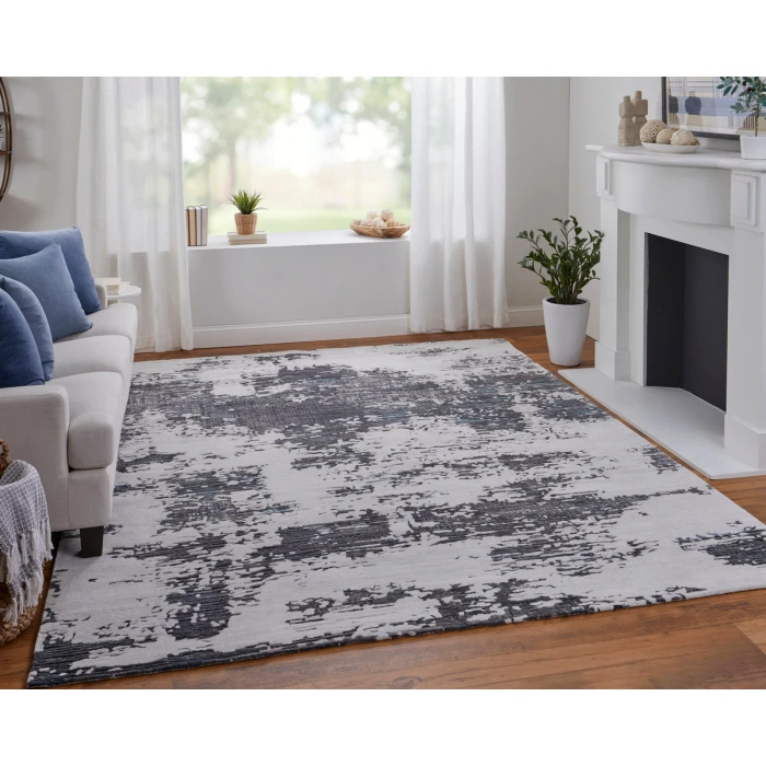 Feizy Zarah Bohemian & Eclectic Abstract, Ivory/Gray/Blue, 8' x 10' Area Rug