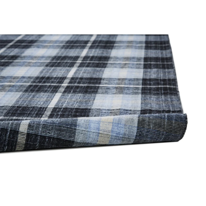 Feizy Crosby Eco-Friendly PET Dhurrie, Black/Sky Blue, 8ft x 10ft Area Rug