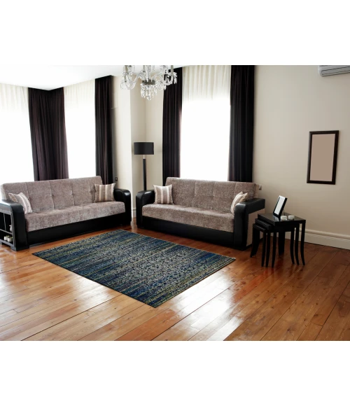 Feizy Brixton Bohemian & Eclectic Abstract, Blue/Ivory/Green, 10' x 13'-2" Area Rug