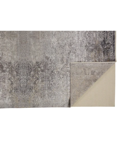 Feizy Sarrant Bohemian & Eclectic Medallion, Gray/Ivory/Tan, 9'-6" x 12'-7" Area Rug