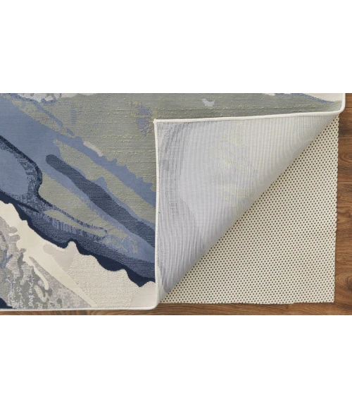 Feizy Clio Industrial Abstract, Blue/Gray/Ivory, 2'-9" x 7'-10" RUNNER Runner