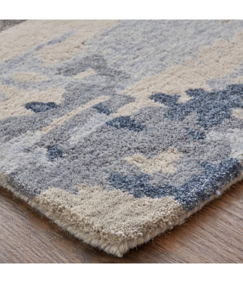 Feizy Everley Abstract Tufted Wool Rug, Ivory Sand/Ice Blue, 8' x 10' Area Rug