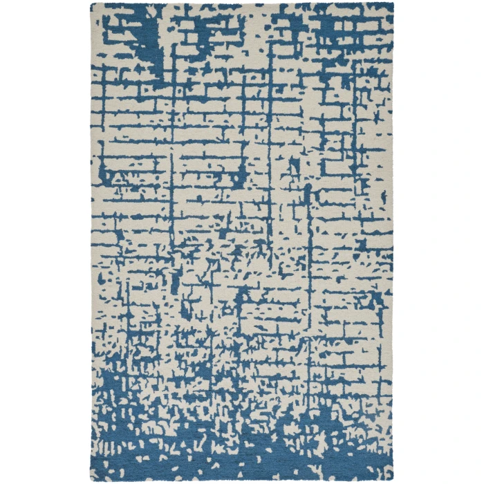Feizy Dineen Mid-Century Modern Abstract, Ivory/Blue, 8' x 10' Area Rug