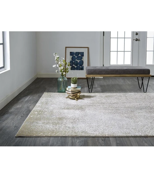 Feizy Aura Industrial Abstract, Ivory/Gray/Gold, 9'-2" x 12' Area Rug