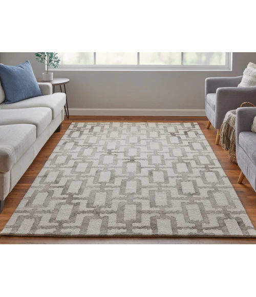 Feizy Lorrain Bohemian & Eclectic Geometric, Ivory/Taupe, 10' x 10' Round Rug