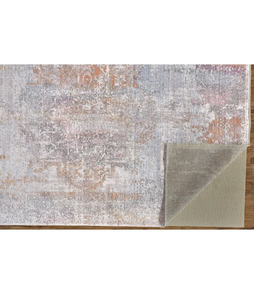 Feizy Cecily Vintage Medallion, Gold/Pink/Blue, 8' x 8' Square Square Rug