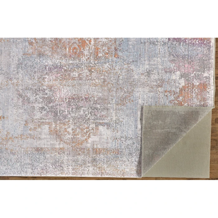 Feizy Cecily Vintage Medallion, Gold/Pink/Blue, 8' x 8' Square Square Rug