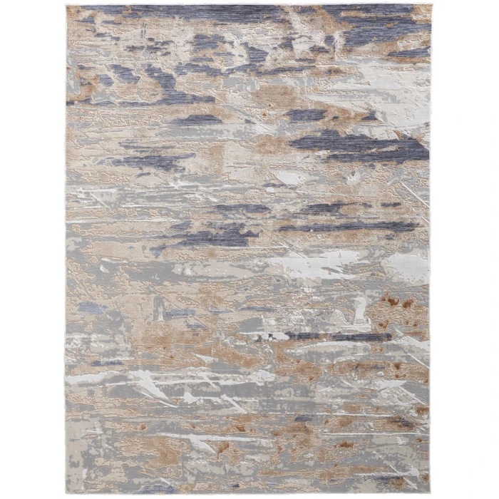 Feizy Laina Industrial Abstract, Tan/Orange/Ivory, 7'-10" x 9'-6" Area Rug