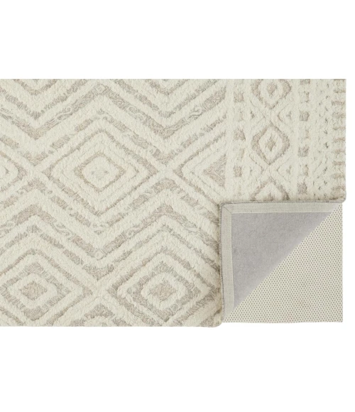 Feizy Anica Moroccan Wool Rug w/Diamonds, Ivory/Natural Tan, 2ft x 3ft Accent Rug