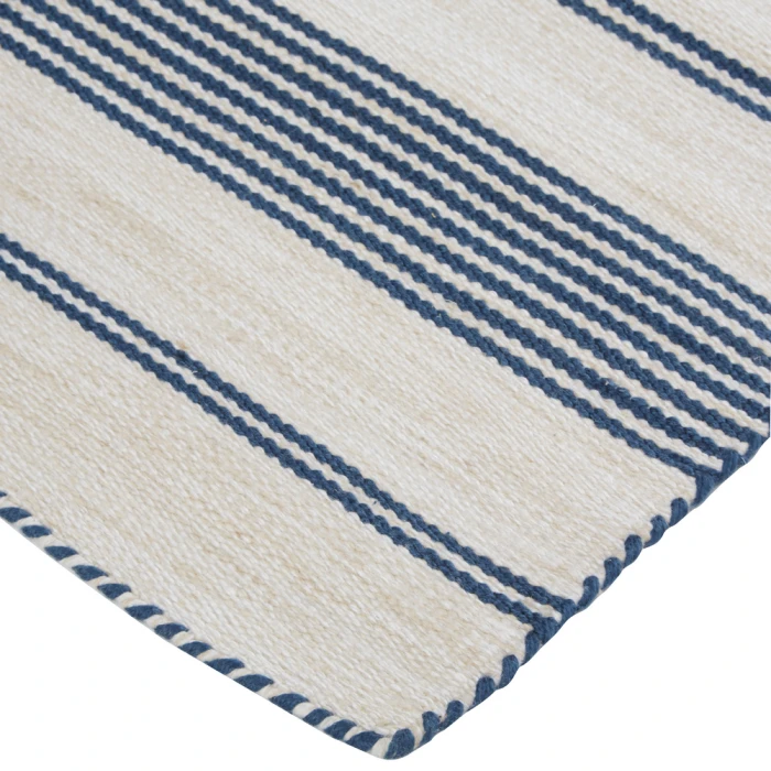 Feizy Duprine Casual Stripes, White/Ivory/Blue, 10' x 14' Area Rug