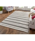 Feizy Duprine Casual Stripes, Black/White/Ivory, 10' x 14' Area Rug