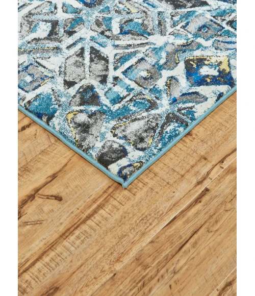 Feizy Brixton Bohemian & Eclectic Geometric, Blue/Ivory/Taupe, 10' x 13'-2" Area Rug