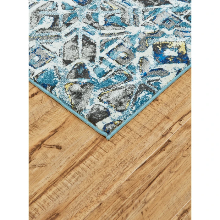 Feizy Brixton Bohemian & Eclectic Geometric, Blue/Ivory/Taupe, 10' x 13'-2" Area Rug