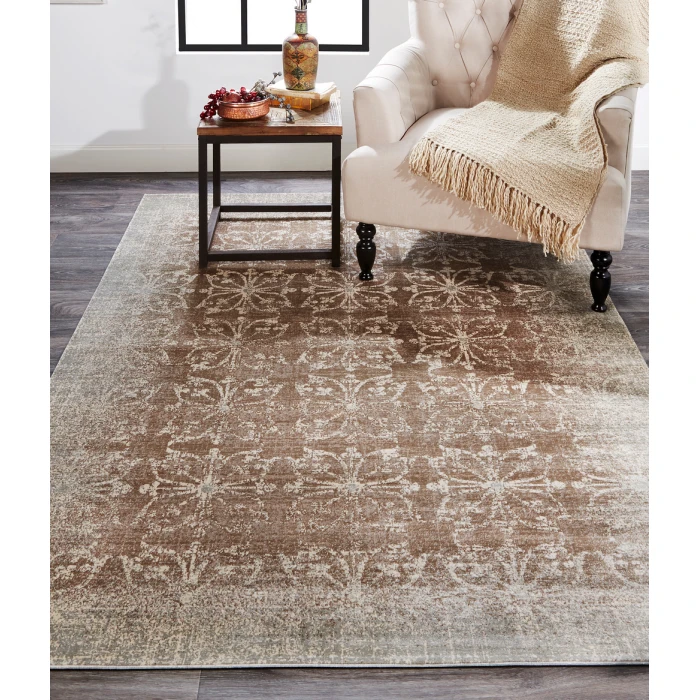 Feizy Fiona Bohemian & Eclectic Geometric, Brown/Ivory/Gray, 9'-2" x 12'-2" Area Rug