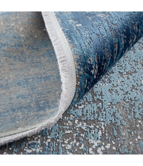 Feizy Cadiz Casual Abstract, Blue/Gray/Silver, 3'-1" x 10' Runner