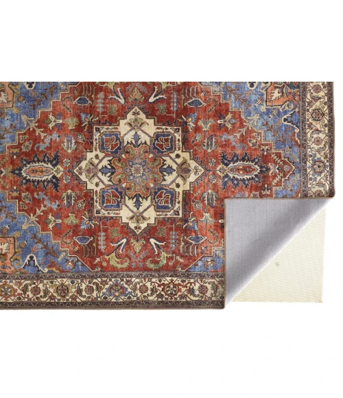 Feizy Percy Vintage Medallion Rug, Rust/Nav Blue/Beige, 5ft-3in x 7ft-6in Area Rug