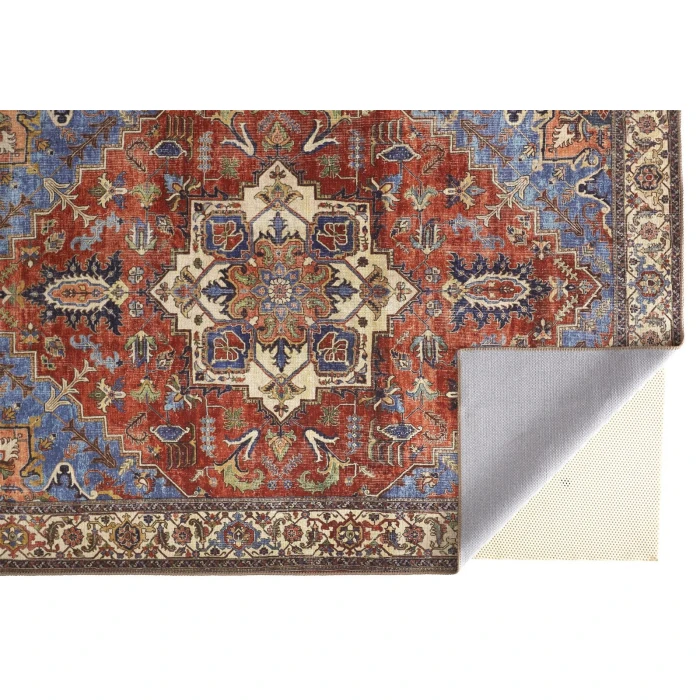 Feizy Percy Vintage Medallion Rug, Rust/Nav Blue/Beige, 5ft-3in x 7ft-6in Area Rug