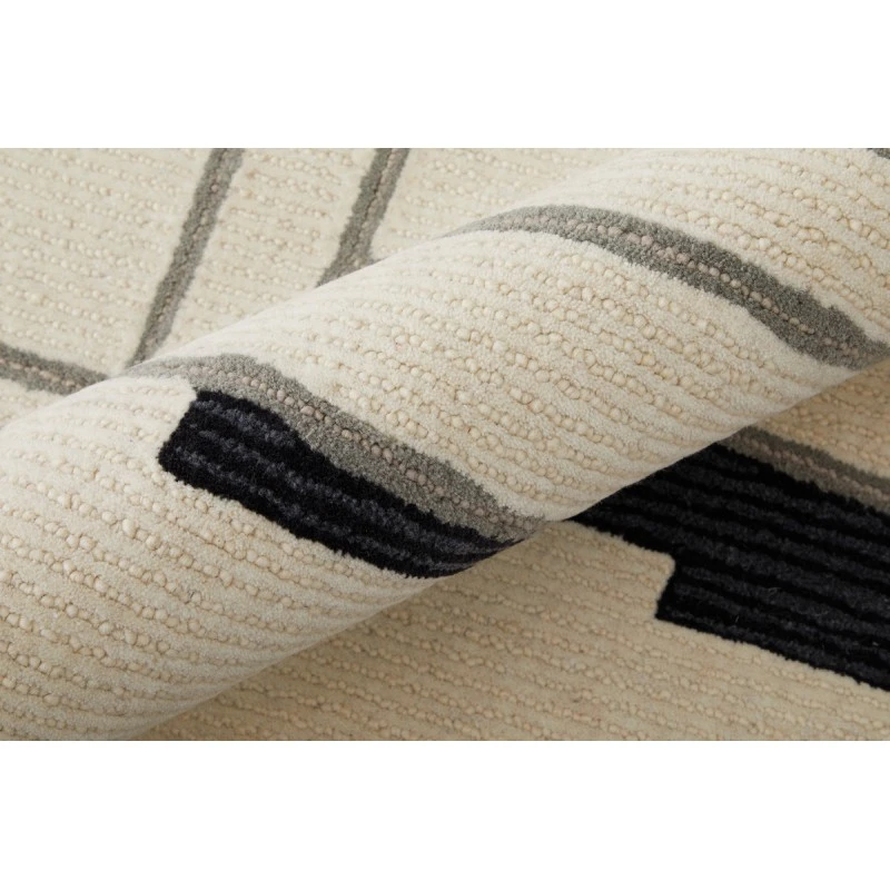 Feizy Maguire Industrial Abstract, Ivory/Gray/Taupe, 9' x 12' Area Rug