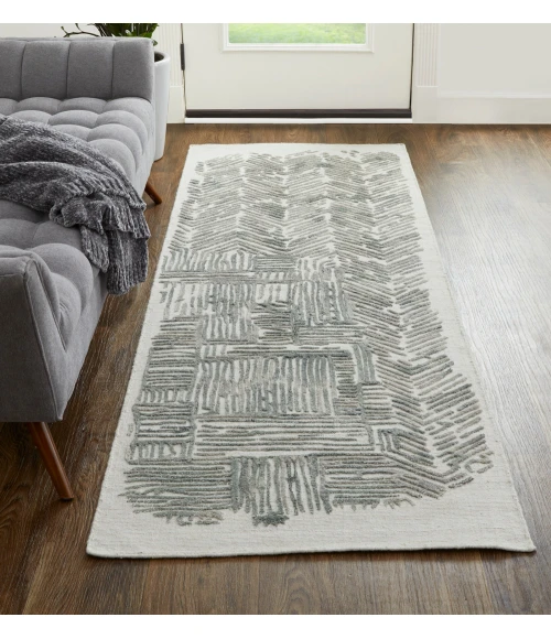 Feizy Elias Casual Abstract, Green/Blue/Ivory, 2'-9" x 10' Runner