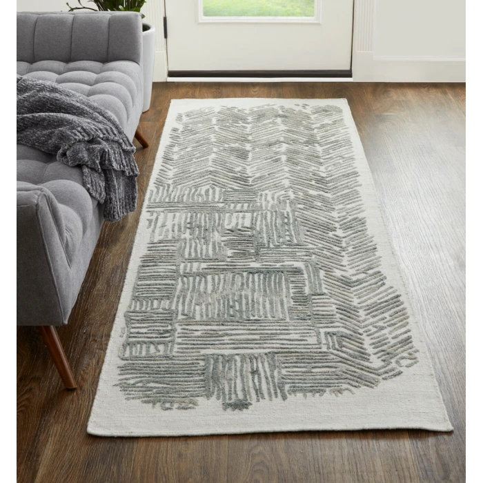 Feizy Elias Casual Abstract, Green/Blue/Ivory, 2'-9" x 8' Runner