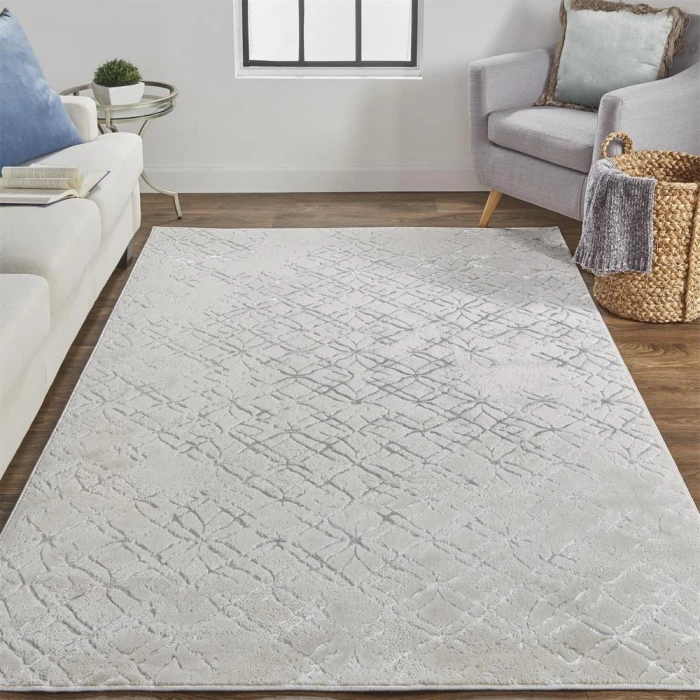 Feizy Micah Industrial Distressed, Silver/Gray/White, 3'-11" x 6' Accent Rug