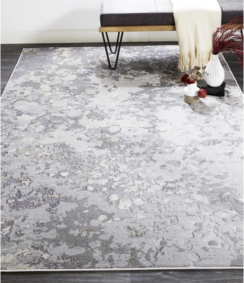 Feizy Micah Industrial Abstract, Silver/Gray/White, 3'-11" x 6' Accent Rug