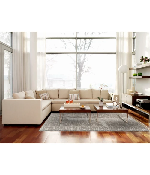 Feizy Manoa Mid-Century Modern Geometric, Taupe/Ivory/Tan, 9'-6" x 13'-6" Area Rug