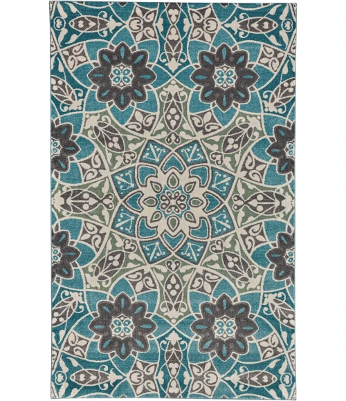 Feizy Harlow Mid-Century Modern Abstract, Blue/Ivory/Black, 10' x 13'-2" Area Rug