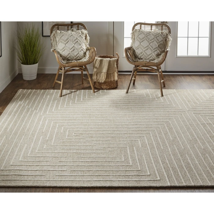 Feizy Fenner Taupe/Ivory T10T8003 2ft.6in. x 8ft. Rect. Rug