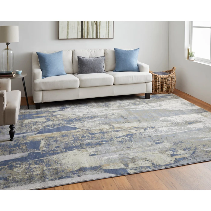 Feizy Clio Casual Abstract, Blue/Gray/Tan, 2' x 3' Accent Rug