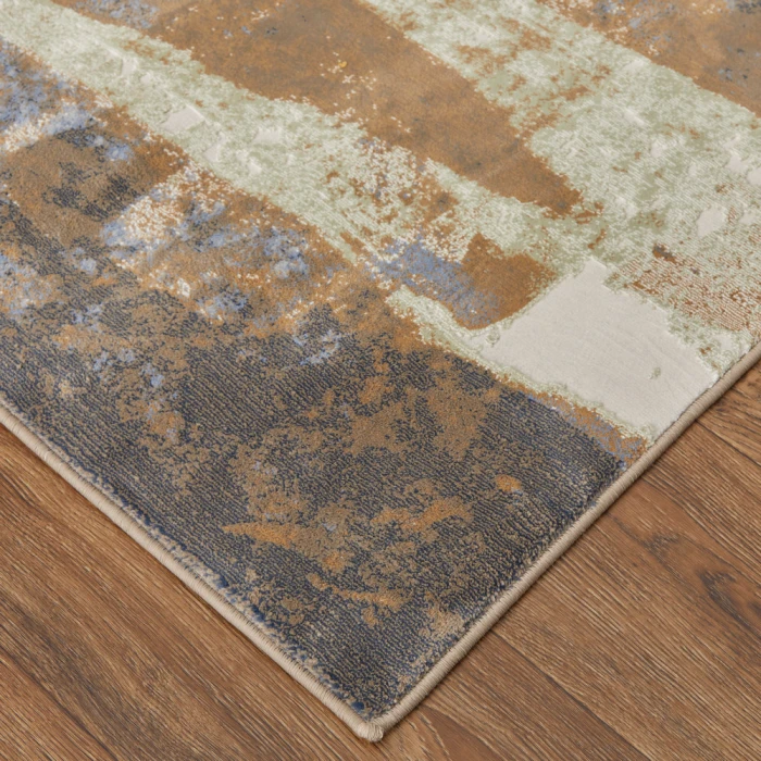Feizy Clio Casual Abstract, Brown/Blue/Ivory, 2' x 3' Accent Rug