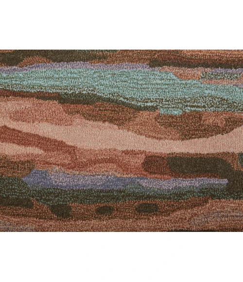 Feizy Amira Modern Watercolor Rug, Copper/Dusty Pink/Turquoise, 8ft x 10ft Area Rug