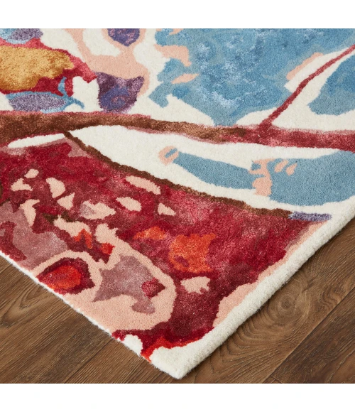 Feizy Dafney Shabby Chic Floral & Botanical, Red/Blue/Purple, 8' x 10' Area Rug