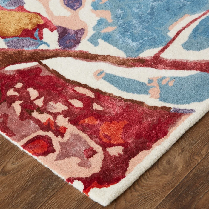 Feizy Dafney Shabby Chic Floral & Botanical, Red/Blue/Purple, 8' x 10' Area Rug