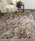 Feizy Torina Bohemian & Eclectic Abstract, Blue/Purple/Ivory, 9'-6" x 12'-7" Area Rug