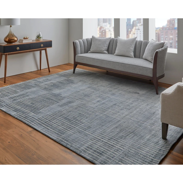 Feizy Eastfield Casual Abstract, Blue/Ivory/Gray, 2'-6" x 8' Runner