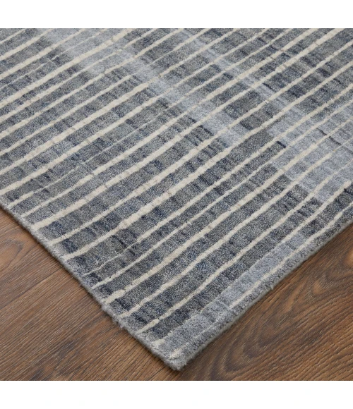 Feizy Eastfield Casual Abstract, Blue/Ivory/Gray, 8' x 8' Round Rug