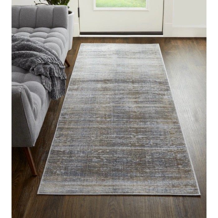 Feizy Laina Rustic Distressed, Taupe/Silver/Tan, 3' x 8' Runner