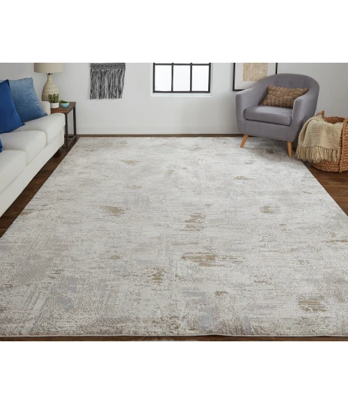 Feizy Vancouver Contemporary Abstract Rug, Ivory/Gray, 1'-8" X 2'-10" Area Rug