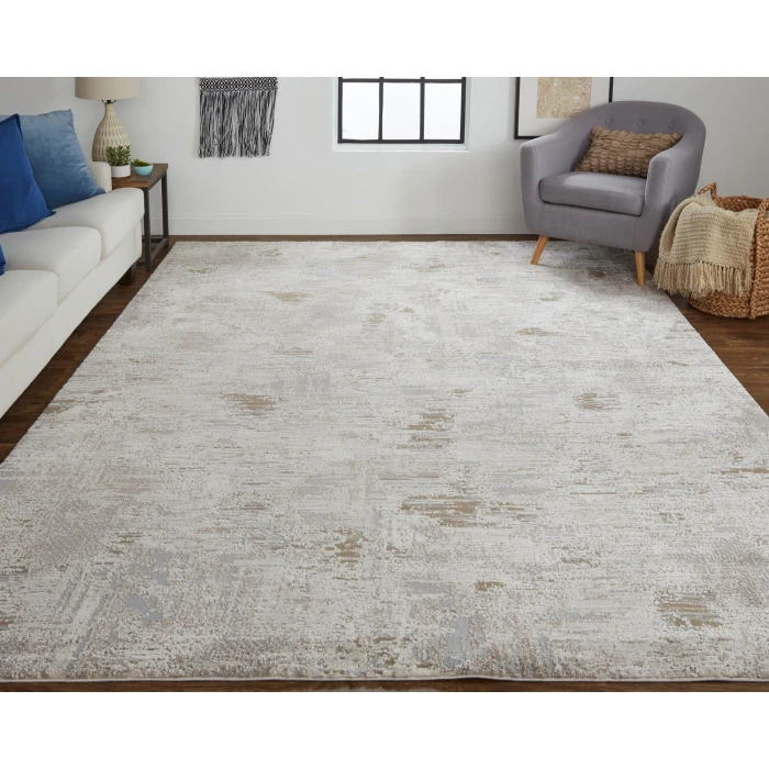 Feizy Vancouver Contemporary Abstract Rug, Ivory/Gray, 8' x 10' Area Rug