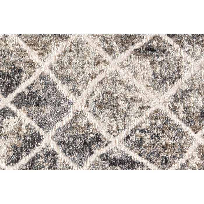 Feizy Kano Casual Diamond, Ivory/Gray/Taupe, 8'-9" x 8'-9" Round Rug