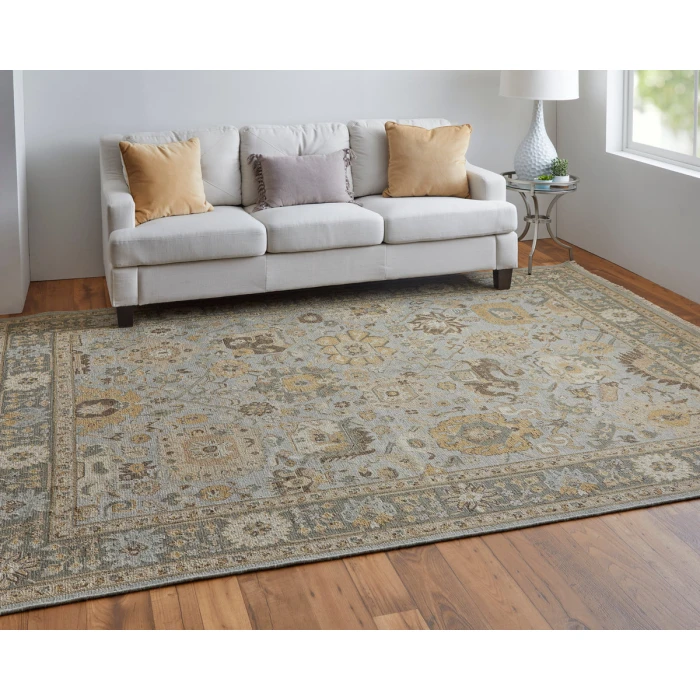 Feizy Corbitt Classic Oriental, Blue/Gold/Gray, 7'-9" x 9'-9" Area Rug