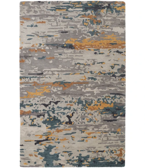 Feizy Everley Abstract Tufted Wool Rug, Light Gray/Golden Yellow, 8' x 10' Area Rug