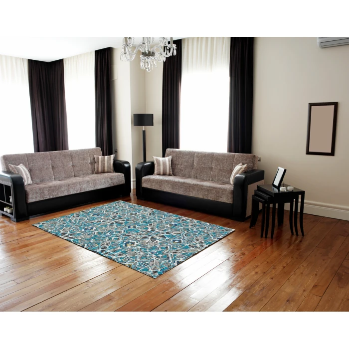 Feizy Brixton Bohemian & Eclectic Geometric, Blue/Ivory/Taupe, 10' x 13'-2" Area Rug