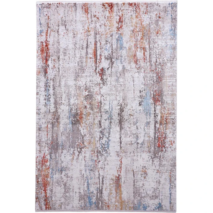 Feizy Cadiz Industrial Abstract, Gray/Red/Blue, 13' x 20' Area Rug