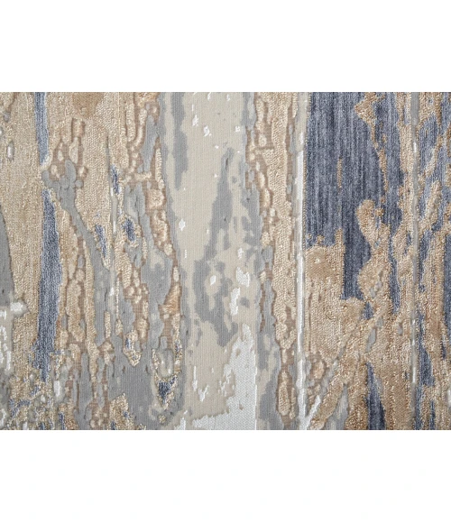 Feizy Laina Industrial Abstract, Tan/Orange/Ivory, 3' x 10' Runner