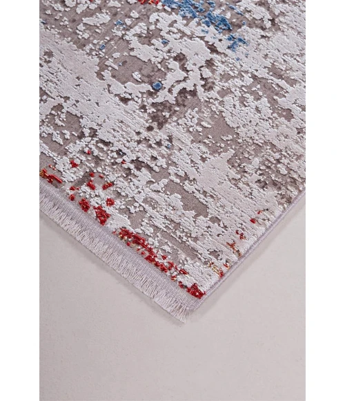 Feizy Cadiz Industrial Abstract, Gray/Red/Blue, 13' x 20' Area Rug