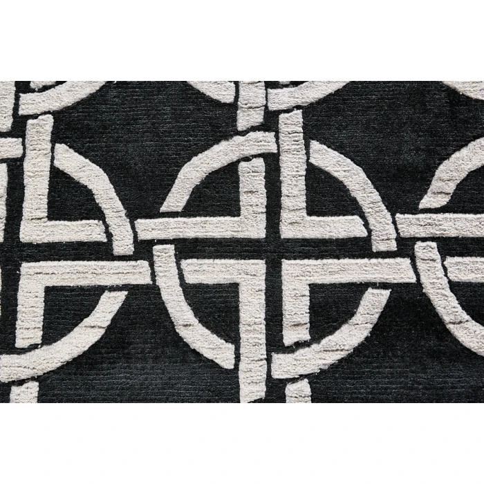 Feizy Dim Sum Global Abstract, Black/Silver, 8'-6" x 11'-6" Area Rug