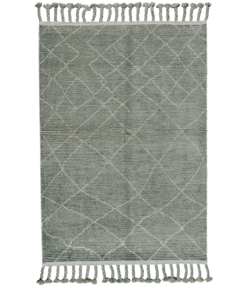 Feizy Twain Global Diamond, Green/Gray/Ivory, 9'-6" x 13'-6" Area Rug