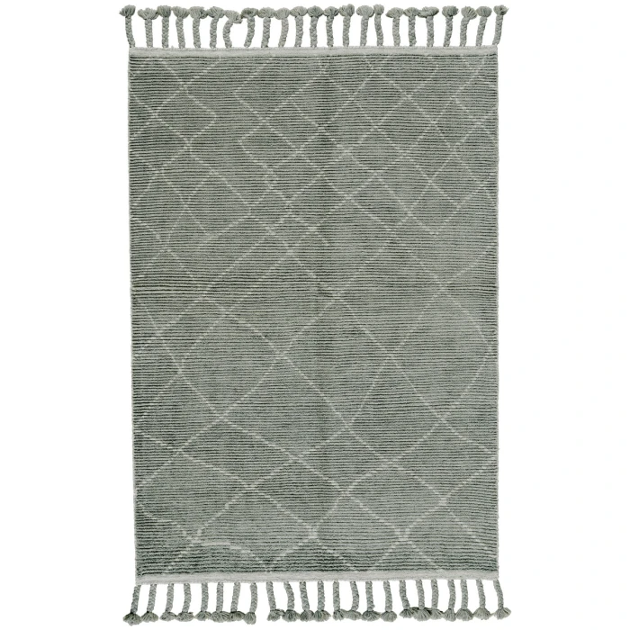 Feizy Twain Global Diamond, Green/Gray/Ivory, 9'-6" x 13'-6" Area Rug